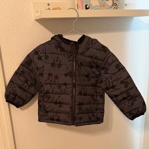 GAP Black Puffer Jacket with Disney Mickey Print